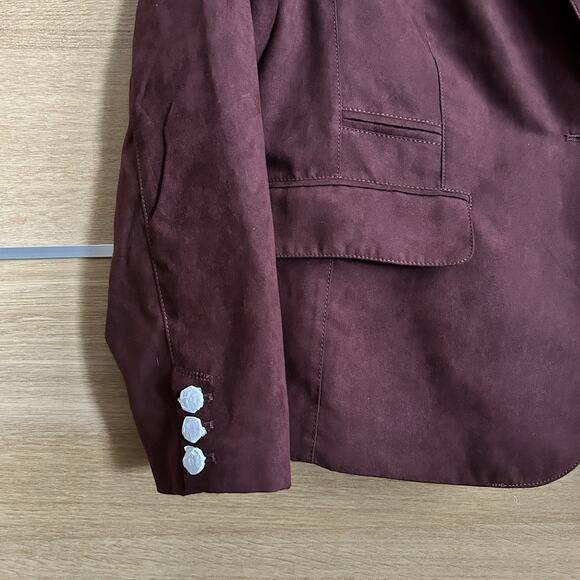 NWT Coldwater Creek women's Size L (14-16) Suede 1 Button Maroon Blazer Pockets - Picture 7 of 7
